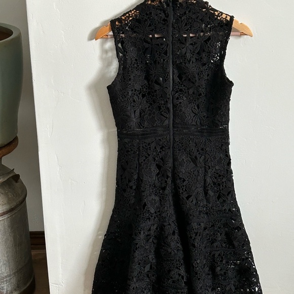 Bardot Black Lace Cut Out Dress Mock Neck - Picture 6 of 8